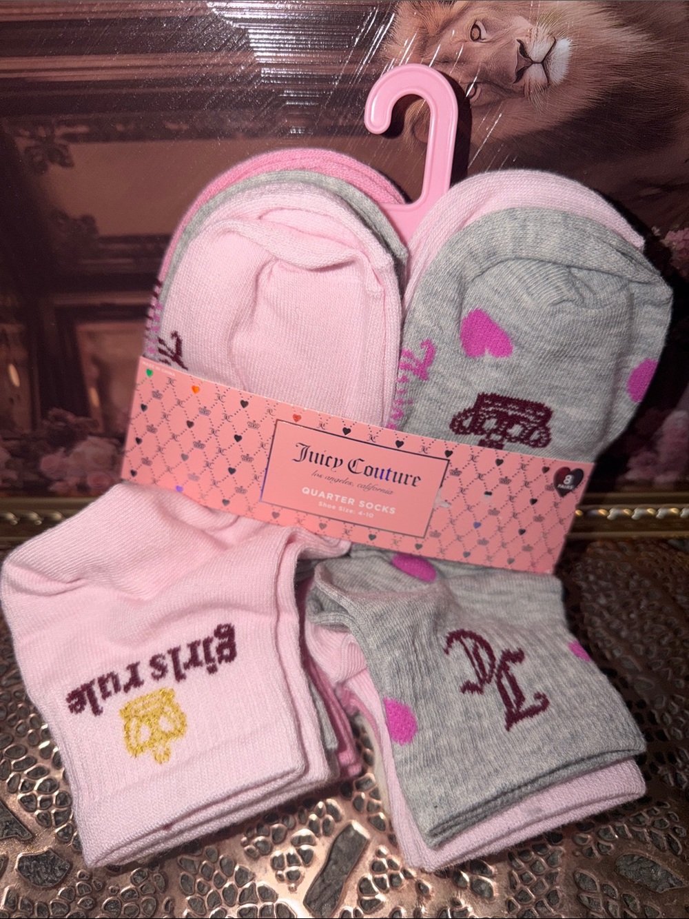 Juicy Couture woman’s pink,Gray,white& more Quarter Socks - 6 Pack